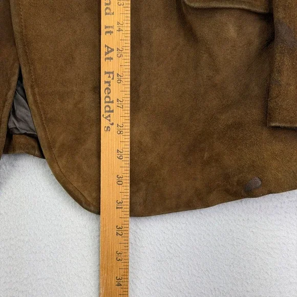 Vintage 70s Suede Leather Blazer Jacket Mens 46 Brown Western Heavy 3-Button
